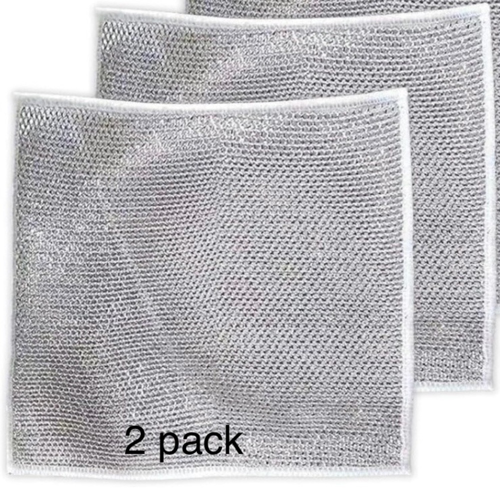 Double Layer Wire Dishwashing Rags 2pc Brand New